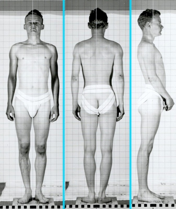 DEFIANT HOT BADASS ~ 1942 NAVY POSTURE PHOTO NEAR NUDE JOCK SAILOR MAN #5 gay