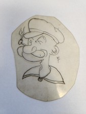 1980's Vintage Tattoo Flash Acetate 3x5 Popeye