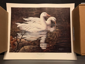 HAROLD ROE signed numbered print Autumn Tranquility ducks # 53 / 100 20" x 26"