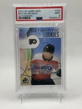 Matvei Michkov 2024 SP Game Used Authentic Rookies Blue Auto PSA MINT 9
