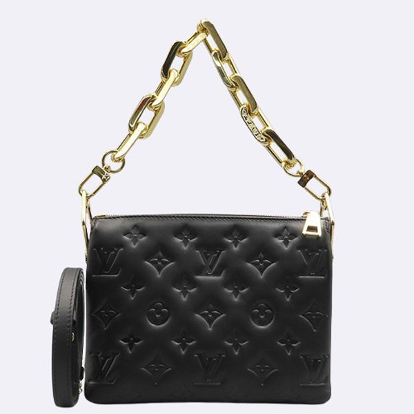 Louis Vuitton M21259 NOIR Black Monogram Leather Coussin BB Gold-Tone Chain