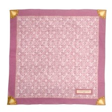 LOUIS VUITTON Vintage Monogram LV Logo Scarf Wrap Bandana Accessory Pink Cotton