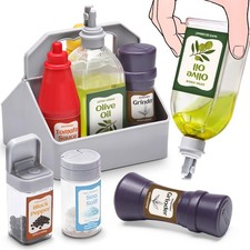 Juguetes de condimentos con estante de almacenamiento, juego comida de juguete