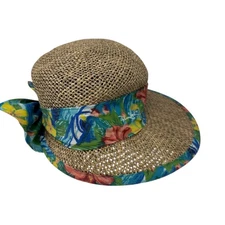 Vintage Panama Jack Original Hat Woven Straw Bow Back Sun Hat Summer Cap Boho