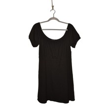 LULUS NEW $69 Ribbed Knit Off-The-Shoulder Mini Skater Dress Black XL