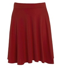 Women Plain Knee Length Ladies Soft Ponty Flared Short Skater Midi Skirt 8-26