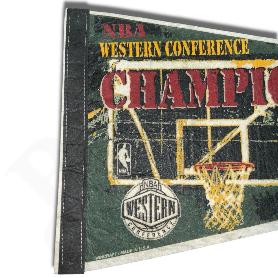Wincraft Seattle SuperSonics Pennant Green 1996 Champions Space Needle Vintage - Image 4 of 4