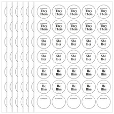 840 Pcs 24 Sheets Pronoun Stickers Bulk for Conference 4 inch, Black, White 