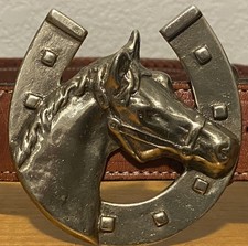 Vintage Metal Horseshoe/ Horse Head Belt Buckle Very Good Condition