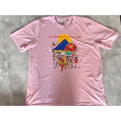 Official Glastonbury Festival 2024 Pink T Shirt XL Kurt Jackson