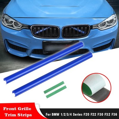 2X Front Grill Streifen Zierleisten V Streben Für BMW 1 2 3 4 Series F20 BLAU