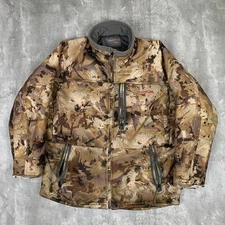 Sitka Duck Oven Jacket Mens Large Hunting Outdoors Camo Gore Tex Full Zip Flaws
