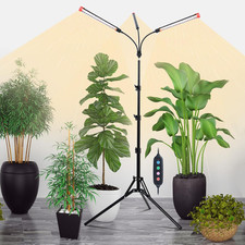 3 Head LED Grow Light with Stand Timer 27W Adjustable Height 24 to 64 in