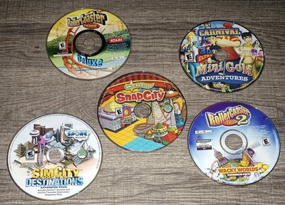 Vintage Computer Game Lot Tested/Working Sims Roller Coaster Tycoon Carnival