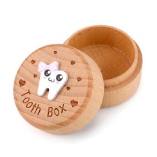 3D Carved Tooth Fairy Box, Wooden Storage Box Medium, white, wood color