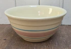 McCoy Vintage Pottery Pastel Pink Blue Stripe 6" Mixing Bowl  USA