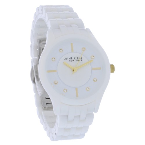 Orologio Anne Klein Donna Bracciale Ceramica Bianca Set Cristallo Quarzo 12-7740WTST