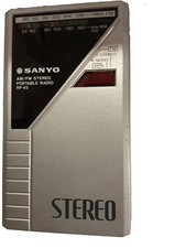 Vintage Sanyo RP-45 AM/FM Stereo Portable Radio Tested Works w/ Orig Headphones