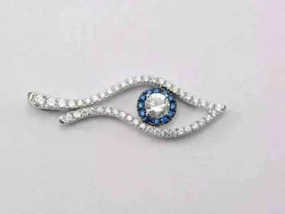 1.50Ct Round Cut Lab-Created Diamond Eye Shape Pendant In 14K White Gold Plated
