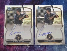 Robert Moore 2023 Bowman Chrome Refractor Rookie Auto #/499 & base auto