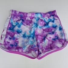 Justice sz 12 Tie Dye blue purple mesh running gym dance active shorts guc