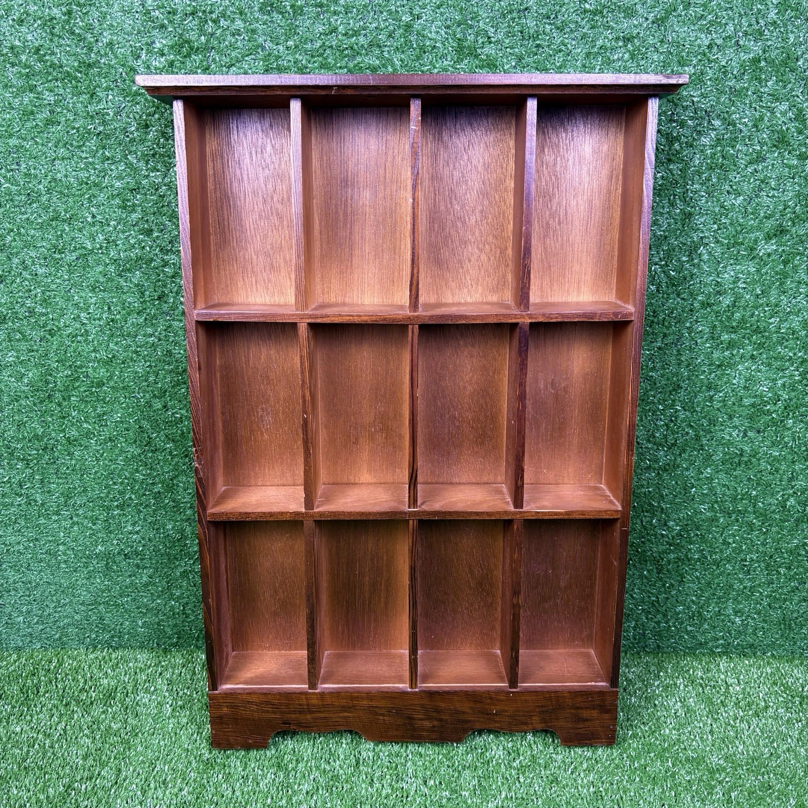 Vintage 80s Brown Wooden Collectibles Trinket Display Shelf 21"x13.5"x2.5"