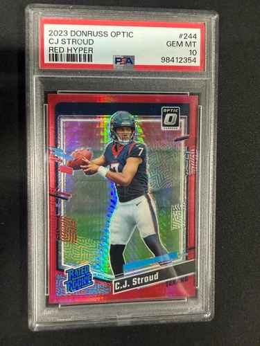 C.J. STROUD Rated Rookie RED HYPER PRIZM 2023 PANINI DONRUSS OPTIC PSA 10 CS4