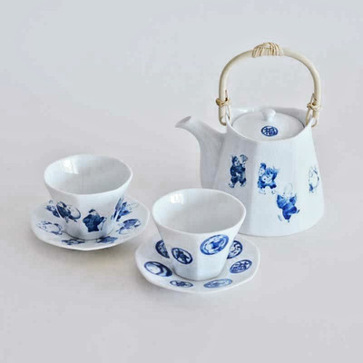 Japanese Tea set /seven lucky gods ( auspicious gods of good fortune) Japan made