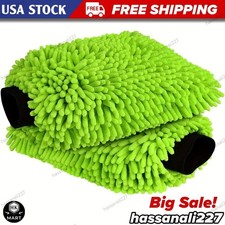 2 Pack Microfiber Car Wash Mitt Scratch Free Ultra Absorbent Car Cleaning Gloves