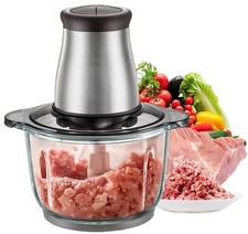 NEW Electric Food Chopper 500W Food Processor Meat Grinder with 2L Glass Bowl