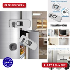 Fridge Locks with Self Adhesive - Baby Proofing Safety Lock Grey-2pack