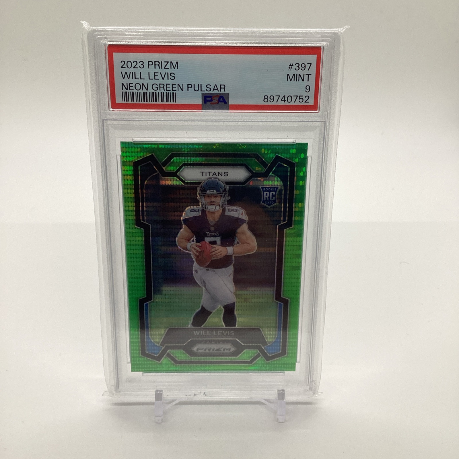 2023 Panini Prizm NFL Will Levis Neon Green Pulsar Rookie PSA 9 Mint #397 Titans