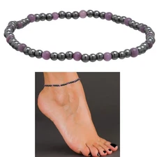 1pc Magnetic Hematite Amethyst Anklet for Women Men Natural Stone Energy Jewelry