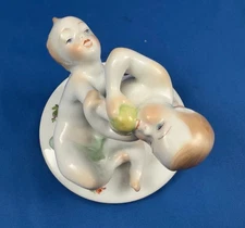 HEREND Queen Victoria Scale with Boys on Top Fighting for Apple Porcelain RARE