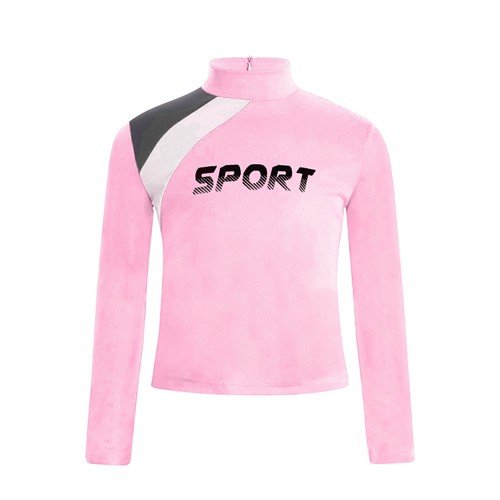 Girl Sport Tops Yoga Activewear Figure Skating Sweatshirt Stylish Cropped Top - Picture 77 of 84