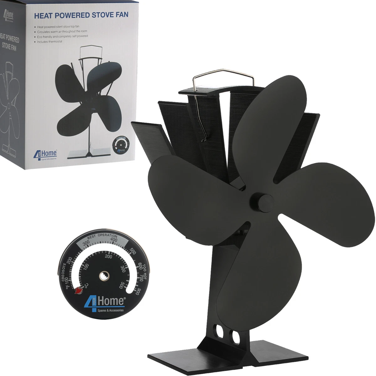 Heat Powered Wood Burning Gas Stove Top Silent Eco Friendly Warm Air Fan  Black | eBay