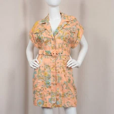 ZIMMERMANN Lola Belted Floral-print Linen Dress In Pastel Orange Size 0