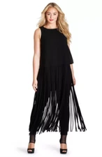 Black Fringe Dress, Size 1X, Mynt 1792