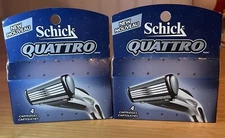 NEW Two (2) Schick Quattro Men's Razor Blade Refill Cartridges  4 Pack - 8 Total