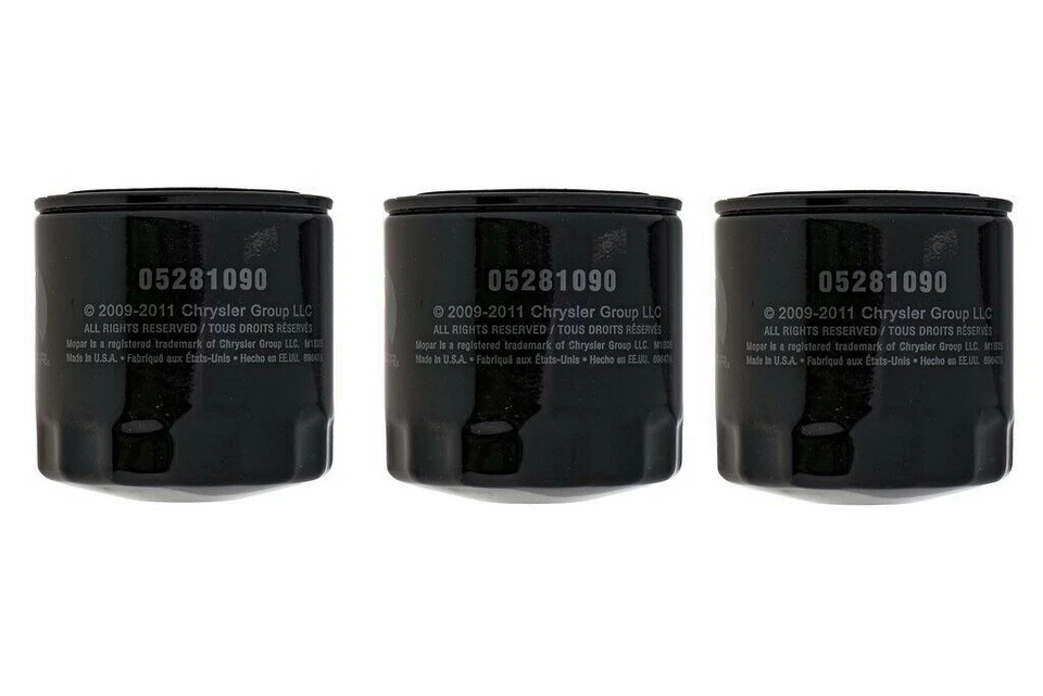 Paquete de 3 filtros de aceite Chrysler Dodge Jeep 1991-2008 OEM MOPAR GENUINO 5281090AB Foto 3 de 4