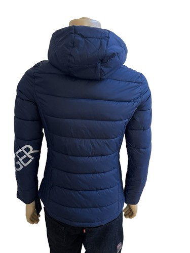 Giacca trapuntata donna Tommy Hilfiger logo con cappuccio Chevron confezionabile blu navy piccola S - Foto 3 di 9