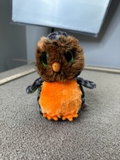 Ty Beanie Boos Midnight the Owl 6" TySilk Spotted Orange Black