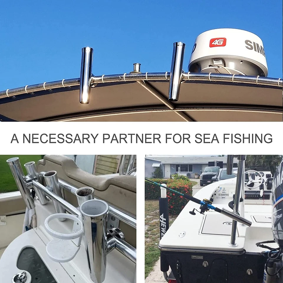 4X 316 Stainless Steel Fishing Rod Holder for Boat Clamp on 1-1/4" to 2" Rail - Image 3 of 4