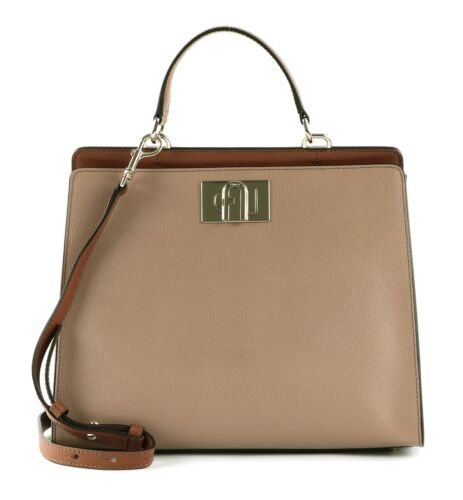 FURLA Mini Top Handle Bag M Greige + Nero + Cognac h - Imagen 1 de 5