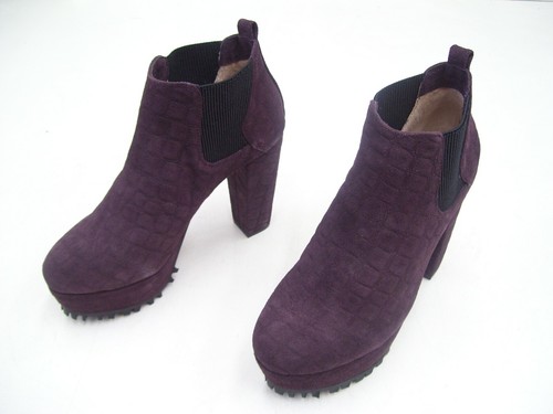 SENSO LADIES ANKLE BOOTS WORK FORMAL DRESS SHOES SUEDE SIZE 38 PLUM LEATHER - Picture 3 of 12