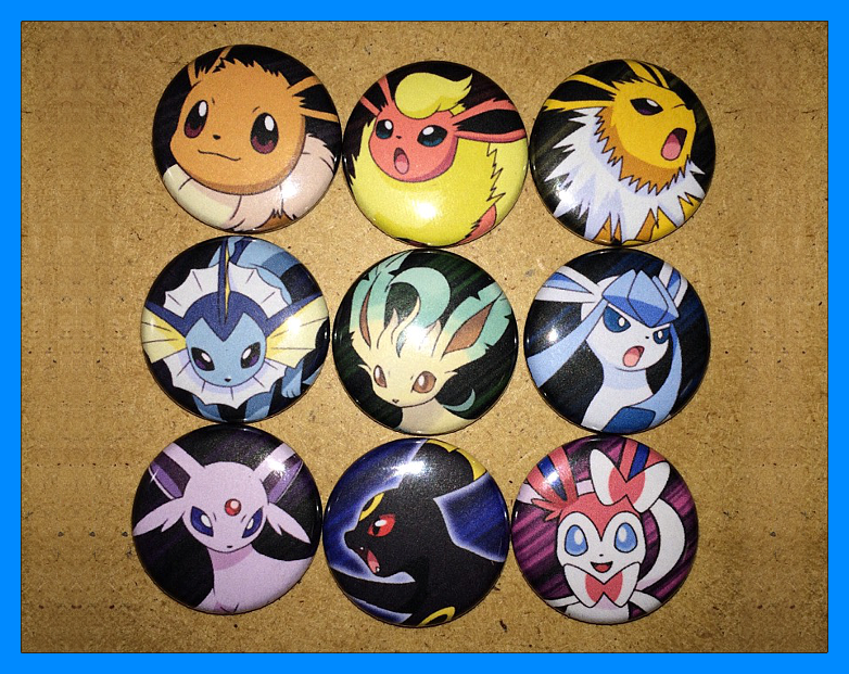 Ditto Eeveelution Buttons Pokemon Kawaii Pin Back Buttons 