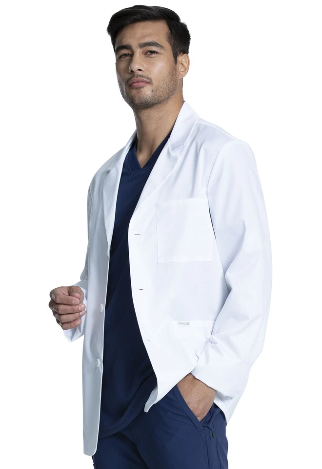 Cherokee Scrubs Men's 30" Consultation Lab Coat CK401 WHT White Free Shipping - Image 4 of 4