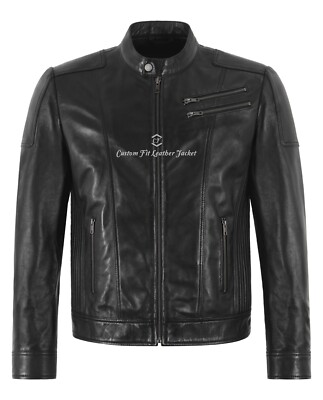 Herren Biker Wachs Lederjacke Reißverschluss Klassisch Matteo Motocross Style Jacke