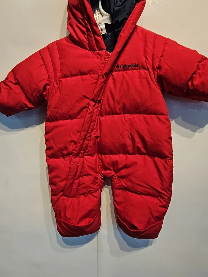 Traje de esquí de plumón rojo traje de nieve de una pieza COLUMBIA unisex niños jóvenes talla 6 meses Foto 2 de 4