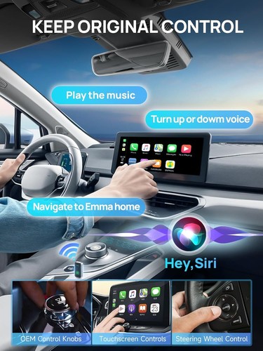 Moman Wireless Carplay Adapter Plug&Play Carplay Dongle for Apple & Android - Picture 3 of 7